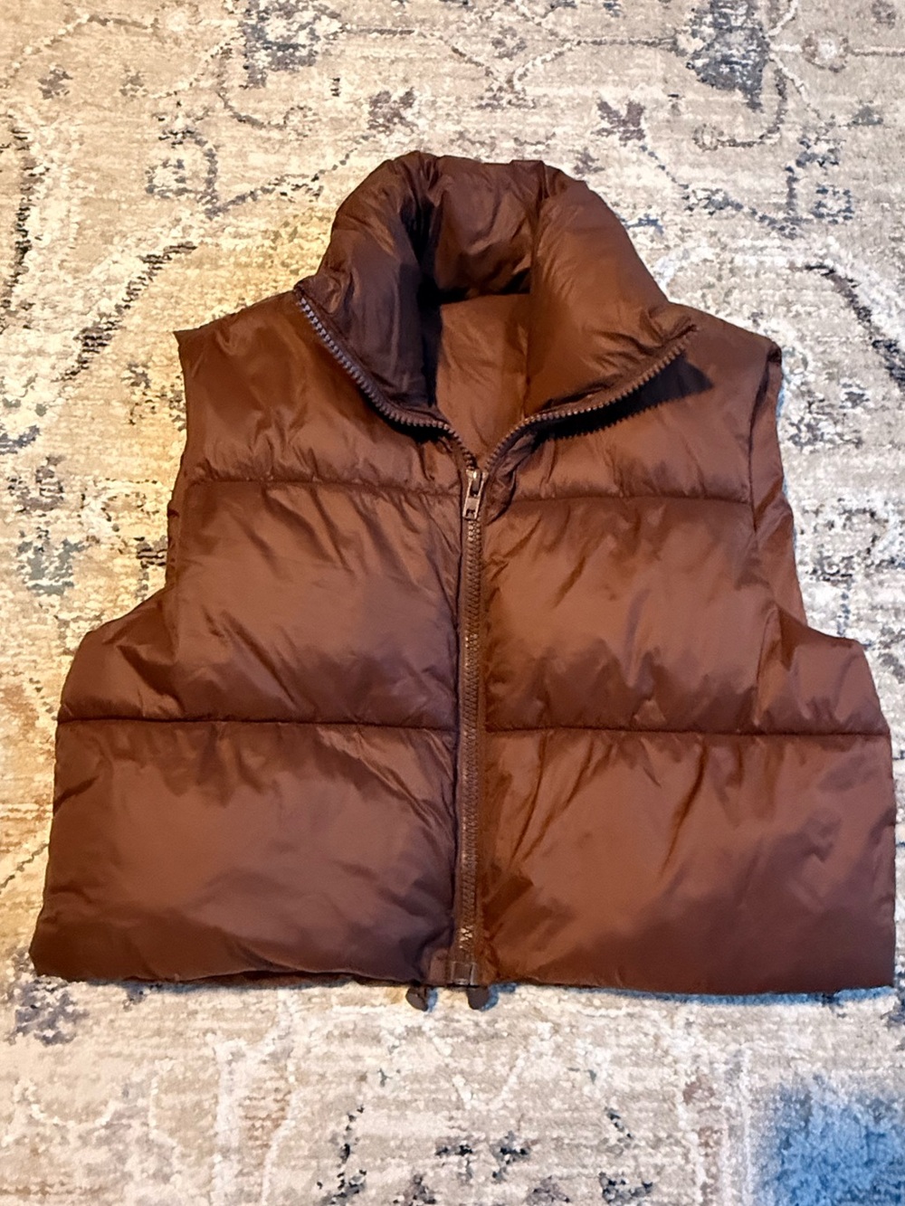 Women's Fashion High Neck Zipper Cropped Puffer Vest Jacket Coat - Picture 5 of 10